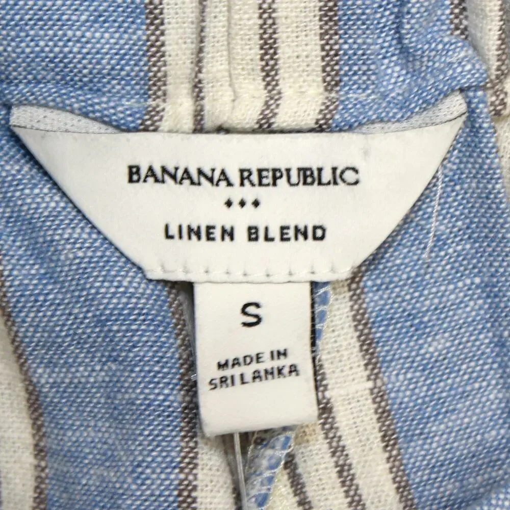 Banana Republic New Linen Blend Blue Striped Casual Resort Summer Shorts Small